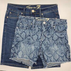 Seven7 Women's Jean Shorts Size 4 Blue Lot of 2 Bermuda & Snake Weekend Short